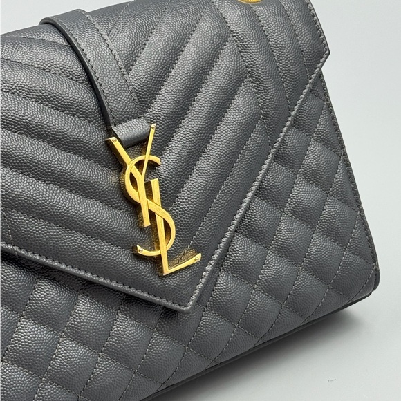 YSL Grey / Blue Medium triquilt flap bag - Picture 9 of 12